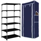 Metal 5 Layer Collapsible Shoe Rack (Navy Blue)