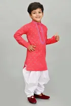 Cotton Printed Kurta with Patiyala Set for Boys 
