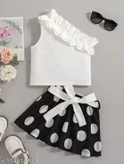 Crepe Sleeveless Top & Bottom Clothing Set for Girls 