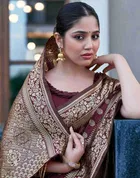 Silk Woven Design Saree for Women, Maroon 