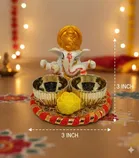 Metal Decoretive Pooja Thali, Multicolour Pack of 1