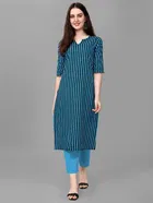 Women Cotton Blend Striped Kurta 