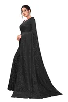 Net Solid Saree for Women 