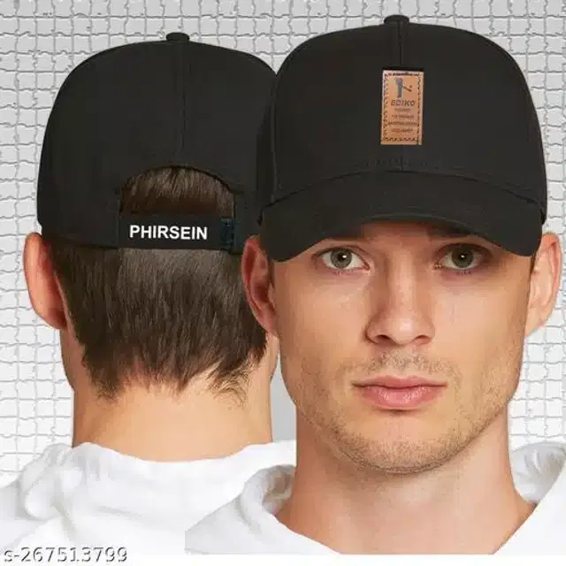 Cotton Cap for Men & Women (Black)