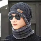 Woolen Beanie Cap with Neck Scarf for Men & Women 