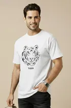 Polyester Printed T-shirt for Men, White 