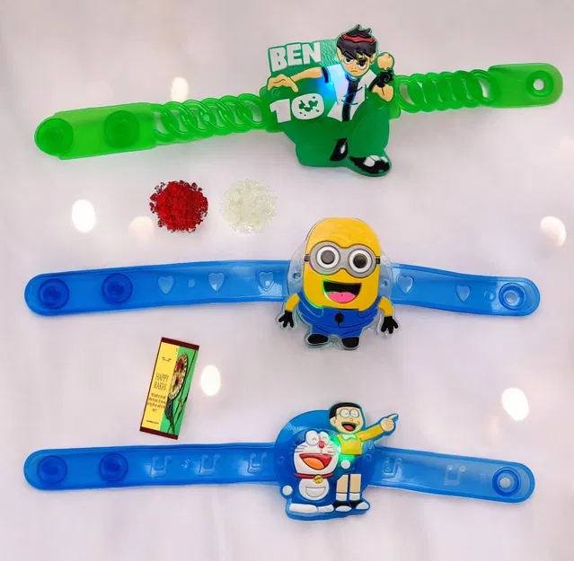 Synthetic Rakhi for Kids (Multicolor, Pack of 3)