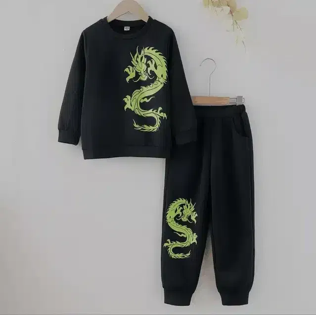 Hosiery Printed Top & Bottom Set for Kids (Black, 1-2 Years)