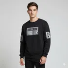Fleece Printed Sweatshirt for Men, Black 