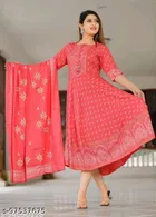 Rayon Printed Kurti with Dupatta for Women 