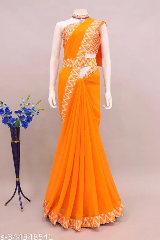 Bright Saree for Women (Orange)