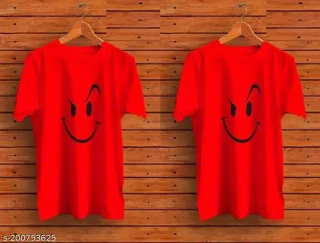 T-Shirt for Men (Red, M) (Pack of 2)