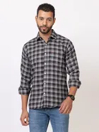 Cotton Blend Checkered Shirt for Men, Black 