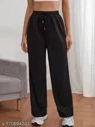 Cotton Blend Solid Trousers for Men, Black 