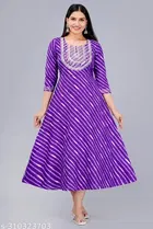 Printed Crepe Gown for Women, Purple 