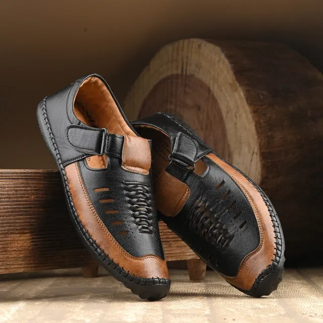 Sandals for Men (Black & Brown, 10)
