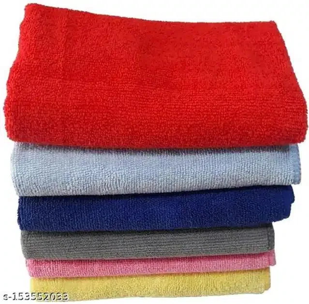 Microfiber Bath Towel (Multicolor, 40x40 cm) (Pack of 6)