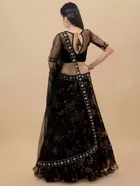 Net Embroidered Semi Stitched Lehenga for Girls 
