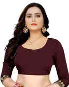 Lycra Solid Saree for Women, Maroon 