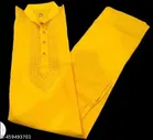 Cotton Solid Kurta for Men, Yellow 