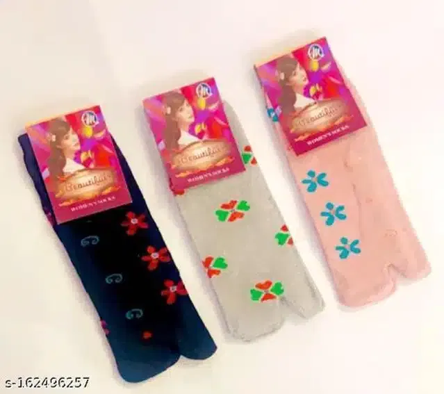 Cotton Socks for Women (Multicolor, Pack of 3)