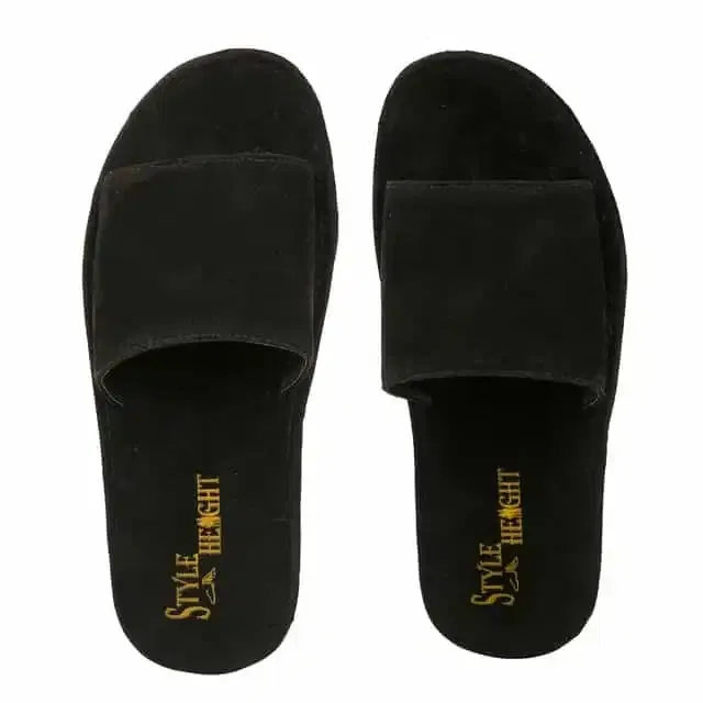 Style Height Velvet Airmax Men's Slipper (Black, 10) (BM115)