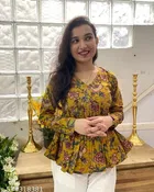 Floral Printed Regular Cotton Top for Women 