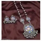 trending stylish replica printed silver oxidized jewellery set