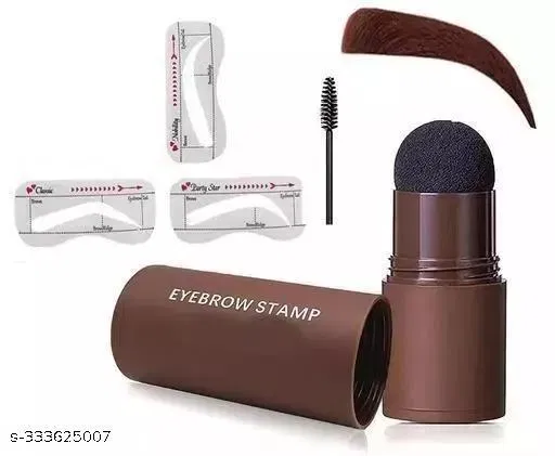 KAMZ Eyebrow Stamp Stencil Kit, One Step Brow Stamp Makeup Powder, Eyebrow Stencils Shape Thicker and Fuller Brows, Waterproof Long Lasting (Black)