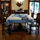 Polyester Printed Table Cloth (Blue, 38x58 inches)