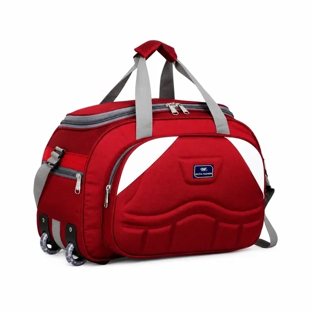 Polyester Trolley Duffel Bag, Maroon [60 L]