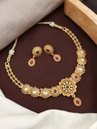 Alloy Necklace with Earrings for Women (Gold, Set of 1)