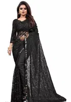 Net Solid Saree for Women 