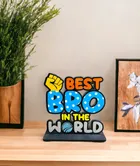 Wooden Handcrafted Best Bro In The World Trophy Gifts (Multicolor, 14.5 cm)