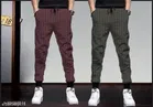 Cotton Trackpants for Boys (Maroon & Olive, 10-11 Years) (Pack of 2)