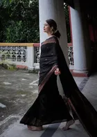 Banarasi Black Art Silk Printed Saree for Women