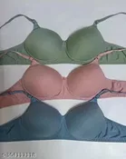 Cotton Blend Solid Padded Bra for Women 