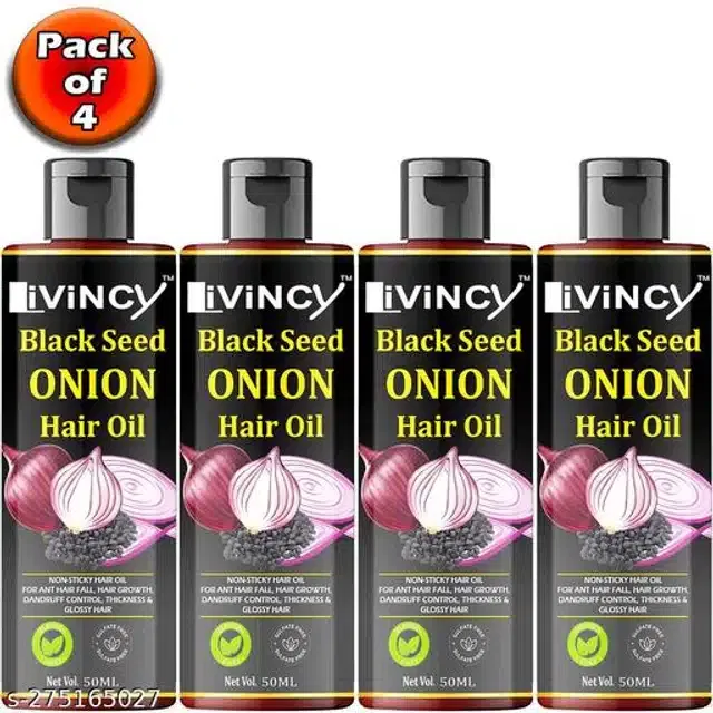 Livincy Black Seed Onion Hair Oil (50 ml, Pack of 4)