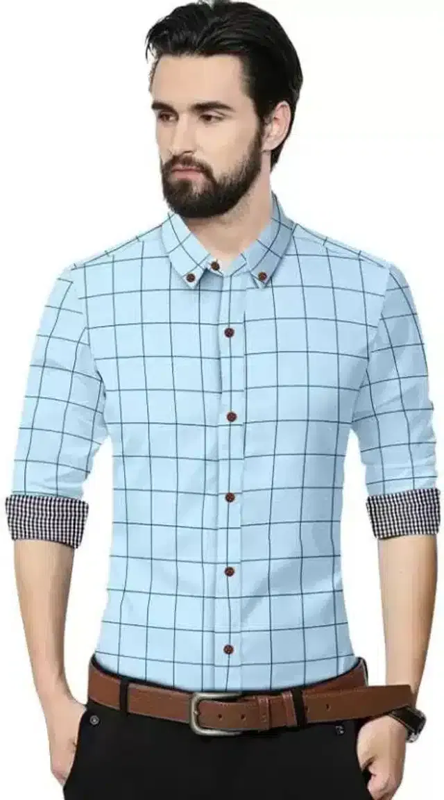 Casual Shirt for Men (Sky Blue, M)