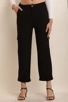 Lycra Trouser for Women (Black, 26)