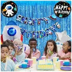 5 Pcs Birthday Space Theme Decorations Foil Blue Balloon