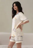 Cotton Blend Night Suit for Girls 