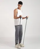 AJRO DEAL DOUBLE TOONING TUBE-BLACK +R HAND GRIP Adjustable for Body Workout Equipment Resistance Tube 