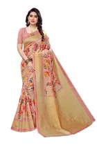 Art Silk Printed Saree for Women (Pink, 6 m)
