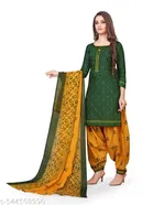 Cotton Blend Printed Salwar Suit Set for Women 
