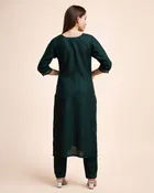 Cotton Blend Self Design Kurta with Pant for Women 