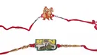Synthetic 2 Pcs Rakhi with Greeting Card & Roli Chawal 