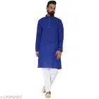 Cotton Blend Solid Kurta with Pyjama for Men 