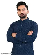 Embroidered Mandarin Neck Kurta for Men 
