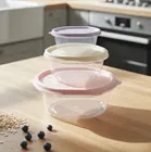 Storage Container Set - 3 Pcs Refrigerator Crisper Box with Airtight Lids, Leak Proof, Easy to Clean, Round Food Grade for Vegetable & Fruit 